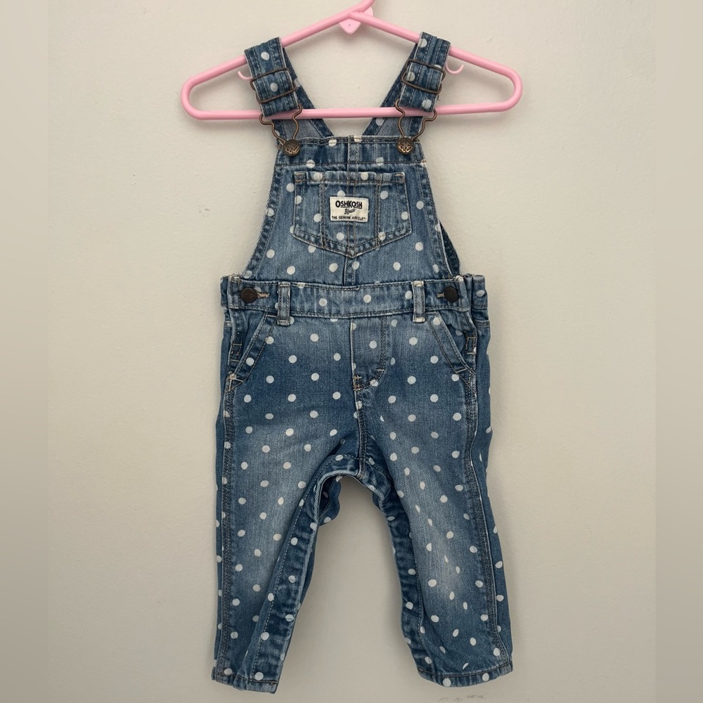 OshKosh B'gosh Denim Polka Dot Overalls